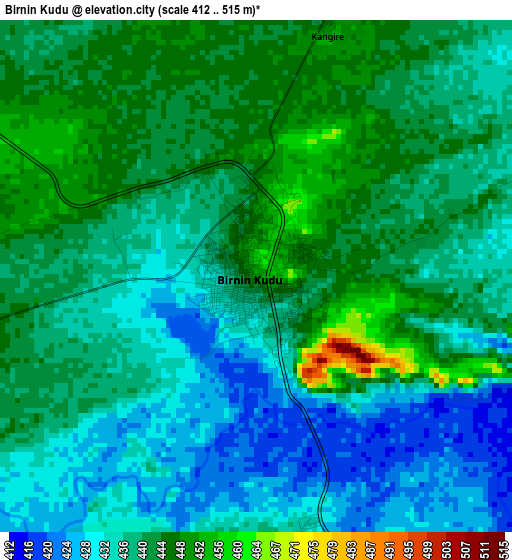 Birnin Kudu elevation map