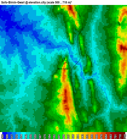 Sofo-Birnin-Gwari elevation map