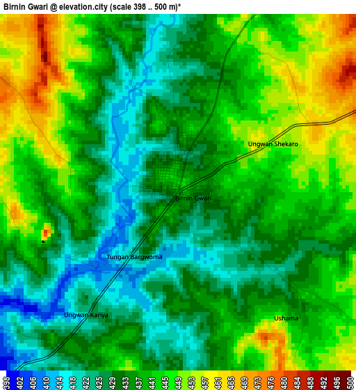 Birnin Gwari elevation map