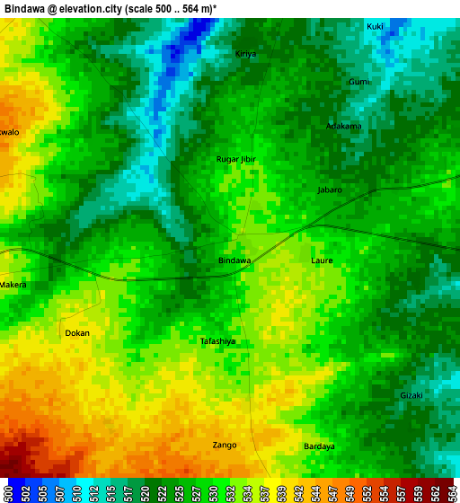 Bindawa elevation map