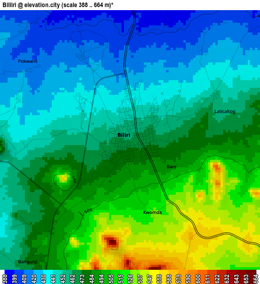 Billiri elevation map