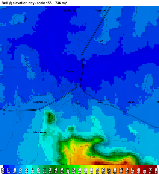 Beli elevation map