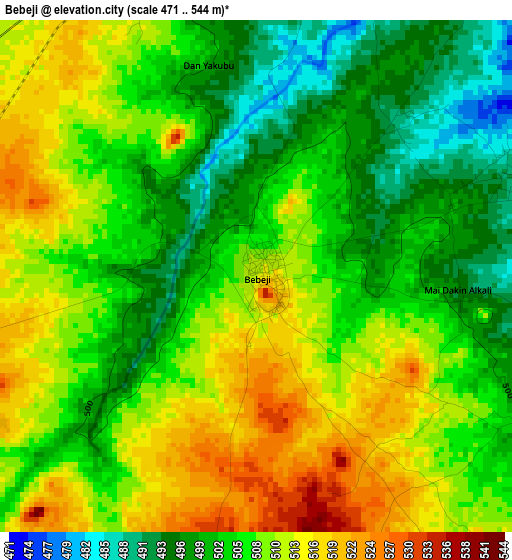 Bebeji elevation map