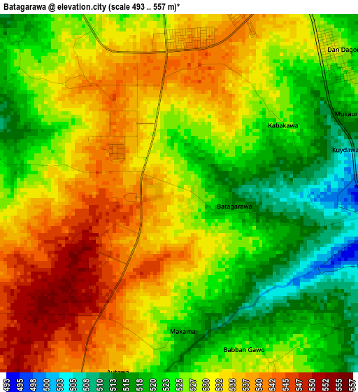 Batagarawa elevation map