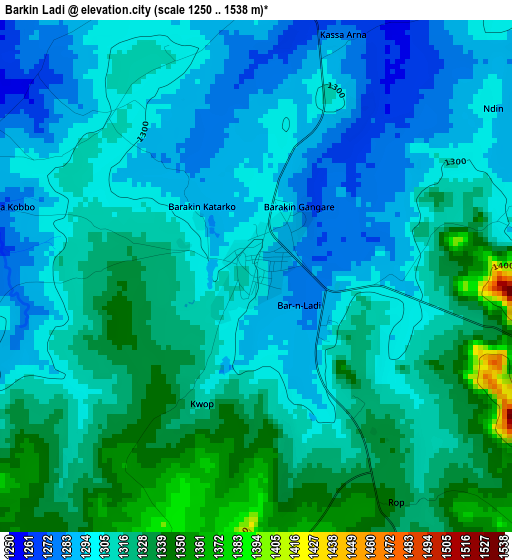 Barkin Ladi elevation map