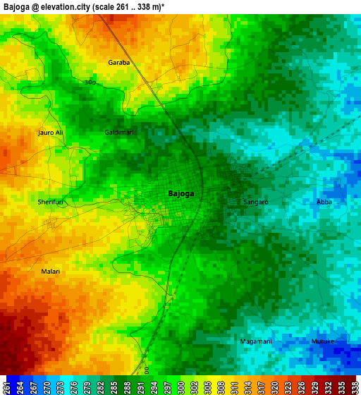 Bajoga elevation map