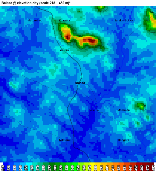 Baissa elevation map