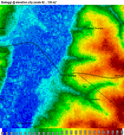 Badeggi elevation map