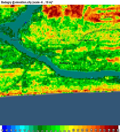 Badagry elevation map