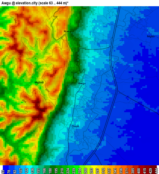 Awgu elevation map