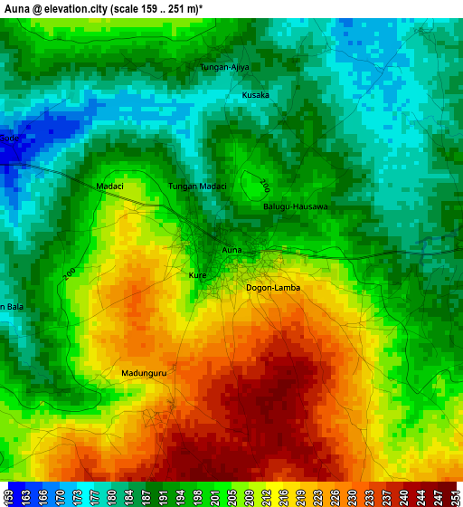 Auna elevation map