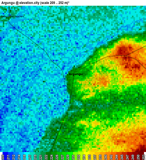 Argungu elevation map