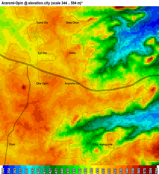 Araromi-Opin elevation map