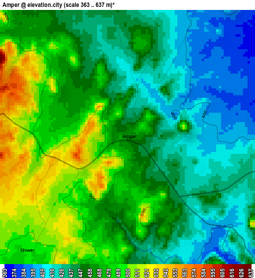 Amper elevation map