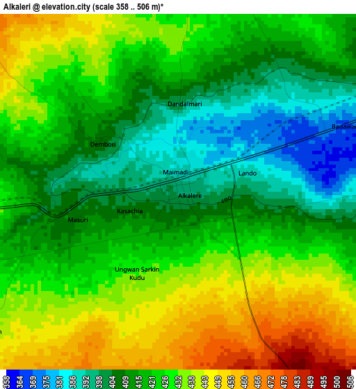 Alkaleri elevation map