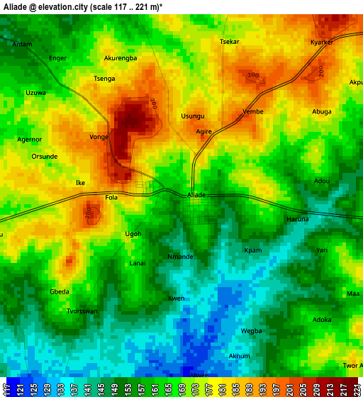 Aliade elevation map