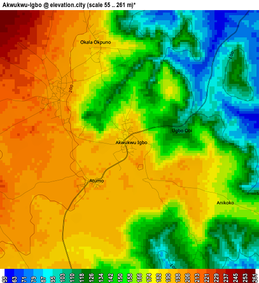 Akwukwu-Igbo elevation map