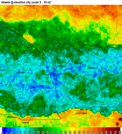 Akwete elevation map