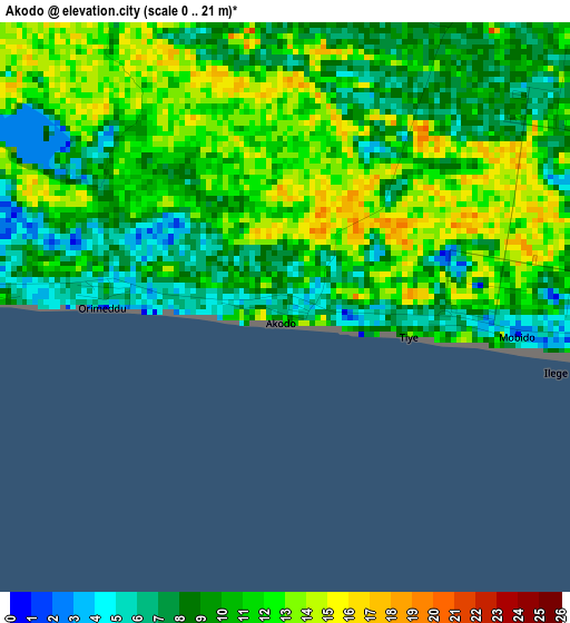 Akodo elevation map