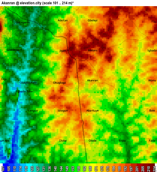 Akanran elevation map