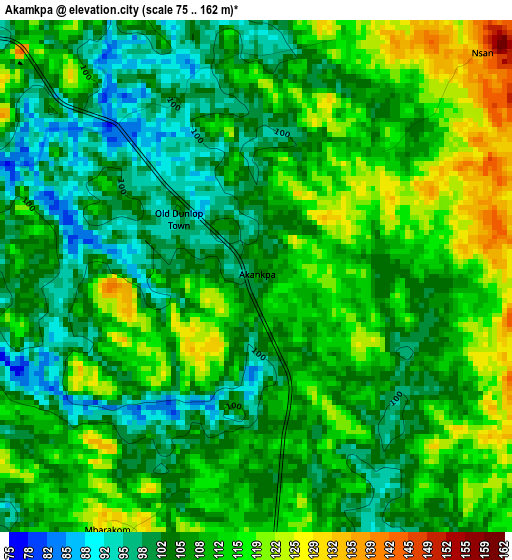 Akamkpa elevation map