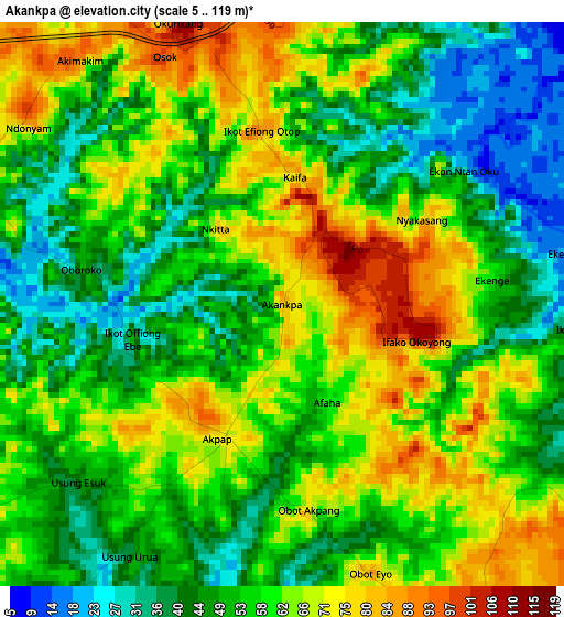 Akankpa elevation map