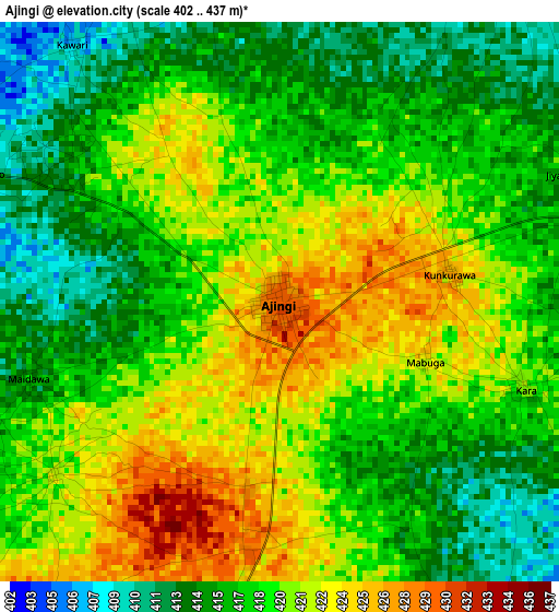 Ajingi elevation map