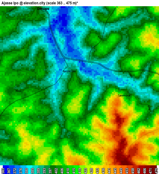 Ajasse Ipo elevation map