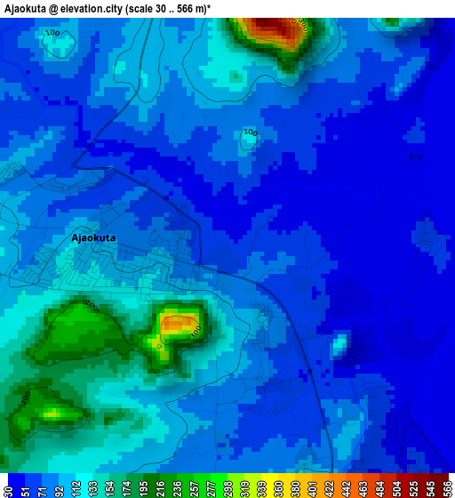 Ajaokuta elevation map