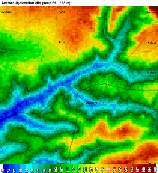 Ayetoro elevation map