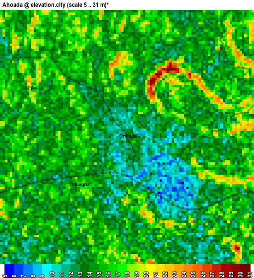 Ahoada elevation map