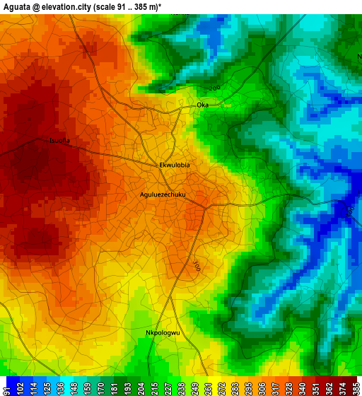 Aguata elevation map