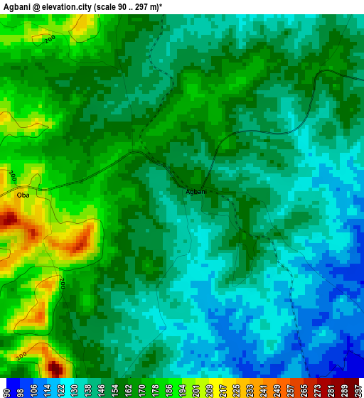 Agbani elevation map