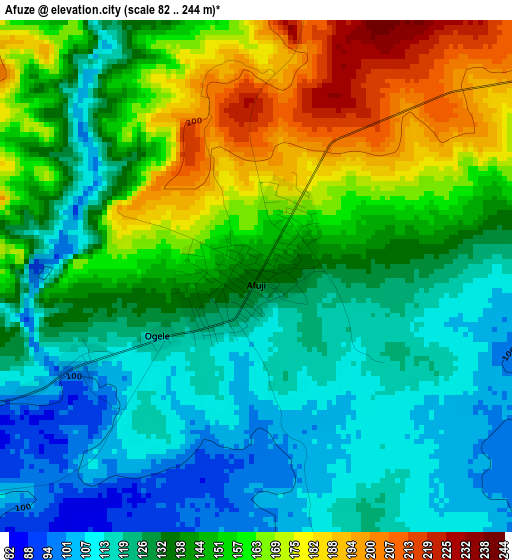 Afuze elevation map