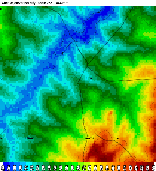 Afon elevation map