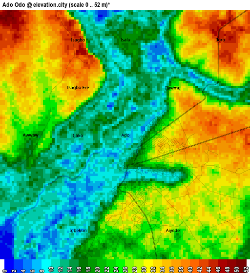 Ado Odo elevation map