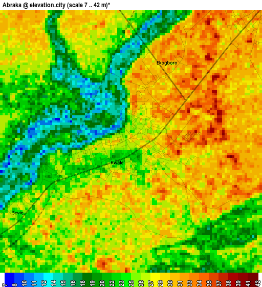 Abraka elevation map