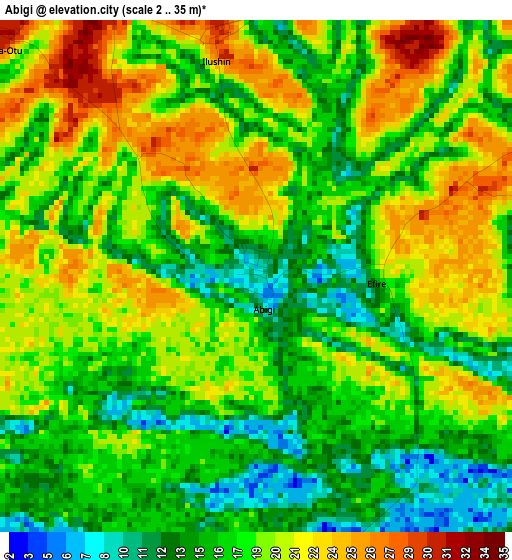 Abigi elevation map