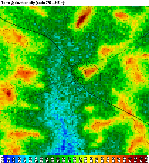 Toma elevation map