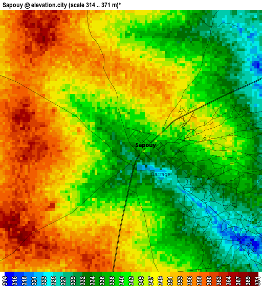 Sapouy elevation map