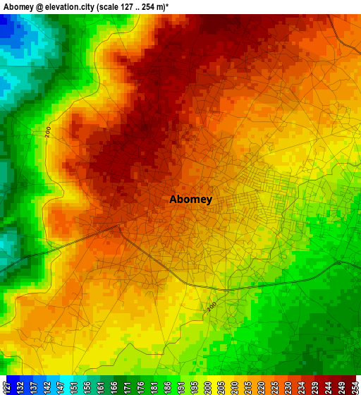 Abomey elevation map