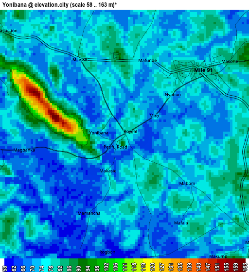 Yonibana elevation map