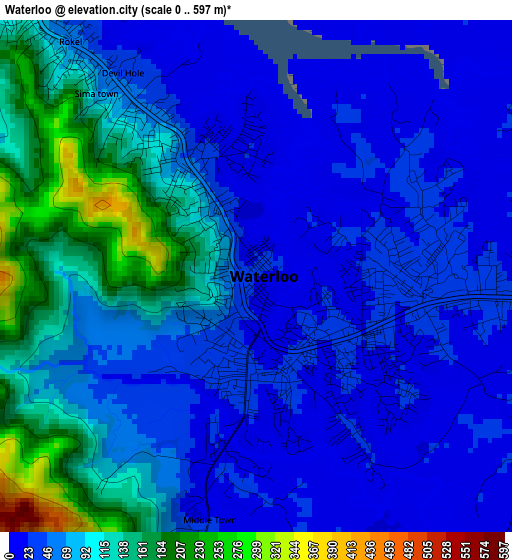 Waterloo elevation map