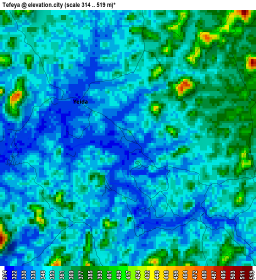 Tefeya elevation map