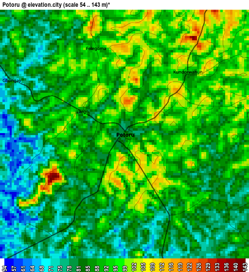 Potoru elevation map
