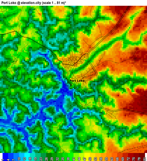 Port Loko elevation map