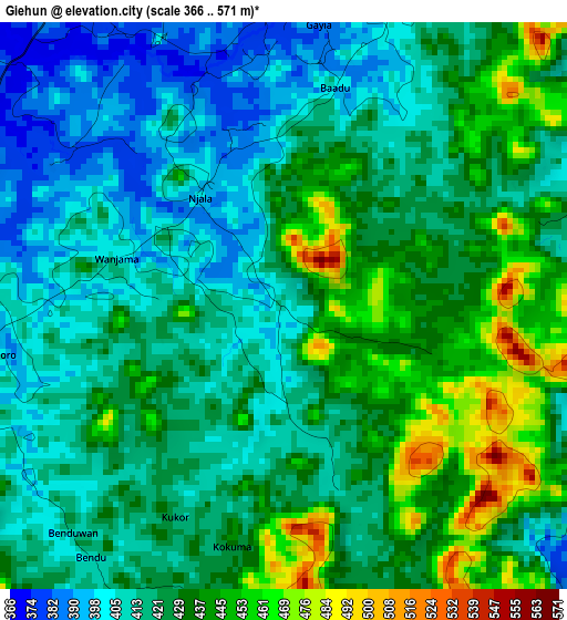 Giehun elevation map