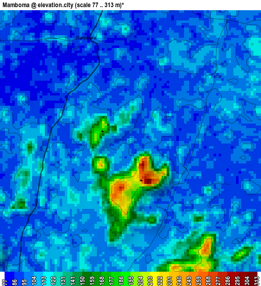 Mamboma elevation map