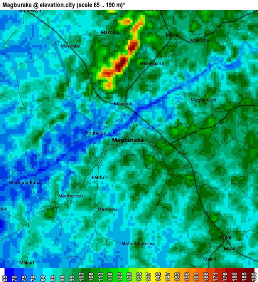 Magburaka elevation map