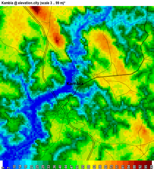 Kambia elevation map